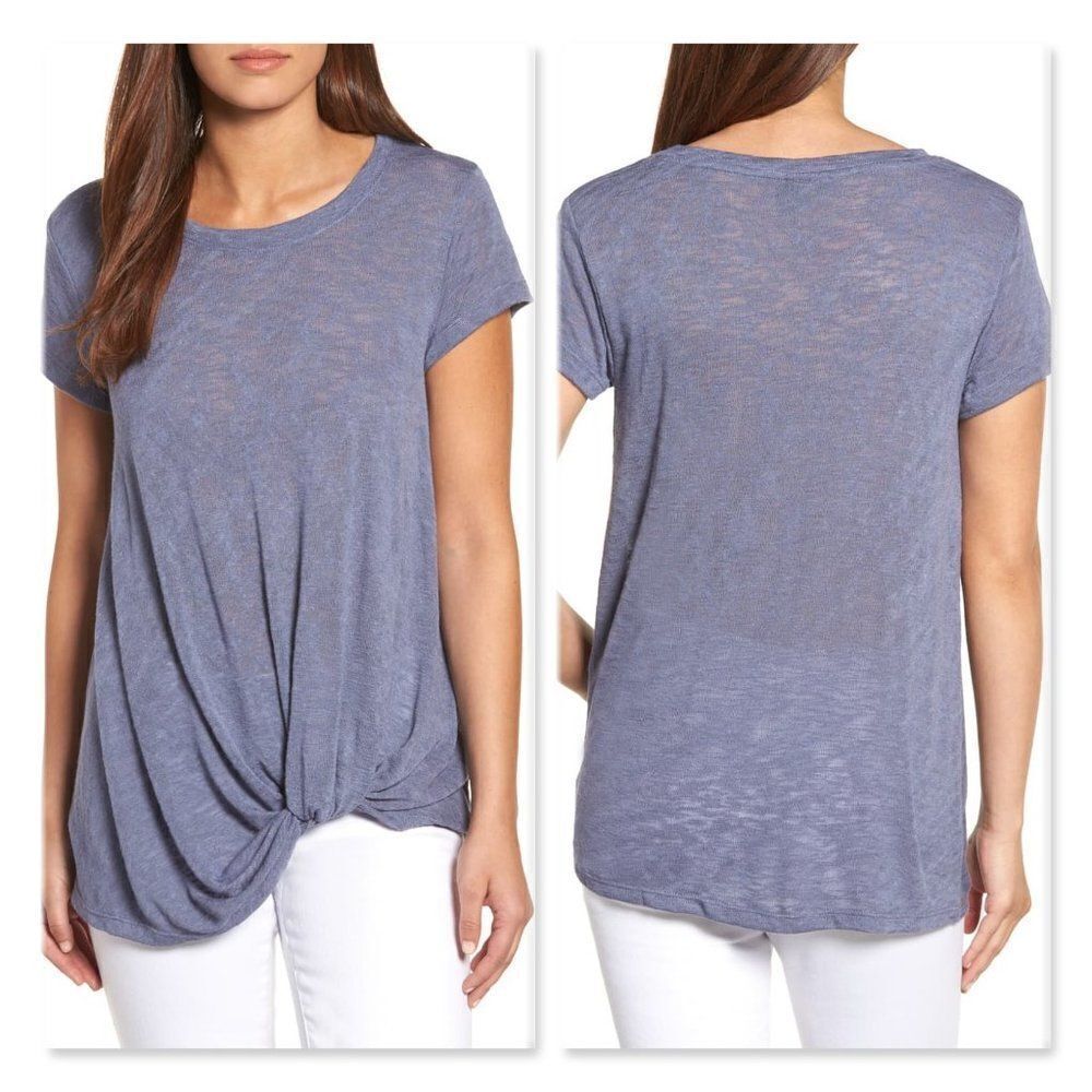 Bobeau Jessica Twist Hem Slub Tee sz XXS